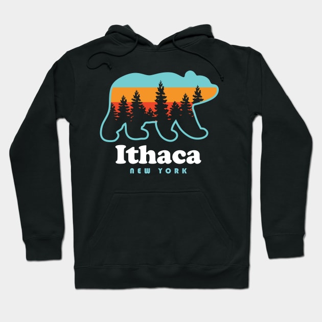 Ithaca New York Bear Hoodie by PodDesignShop